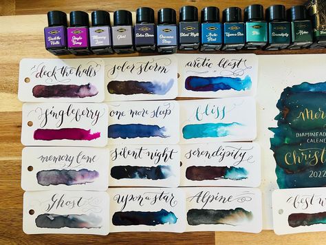 Throwback to the 2022 #Diamine Inkvent calendar - still my favourite so far. Ink swatches on col-o-ring paper. /—#diamine #diamineinkventcalendar #ink #inkswatches #color #colorful #artist Diamine Inkvent, Ink Swatches, Ring Paper, Arctic Blast, Planner Business, Product Ideas, Deck The Halls, Art Stuff, Dark Academia