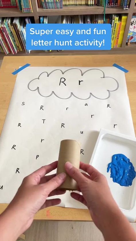 Don’t throw thah empty TP roll away yet! Use it for this super fun and easy letter hunt activity ! You can easily adapt this activity with other letters or sight words. 👉🏻 Recommended for 3 to 6 years old 👉🏻 For 3 to 4yo, use uppercase and lowercase letter R. 👉🏻 For 5 to 6yo, use simple sight words. ❤️ Love this activity? Please share this video with all your friends and follow our preschool facebook page for more fun easy learning activities for kids and information about teaching your pr Lowercase Alphabet Activities, Learning Activities For 3-4 Yrs Old, The Letter R Crafts For Preschool, Activities For Letter R Preschool, Letter R Sensory Activities, Letter R Prek Activities, Letter Hunt Activities, Letter R Activity For Preschoolers, Letter R For Preschoolers