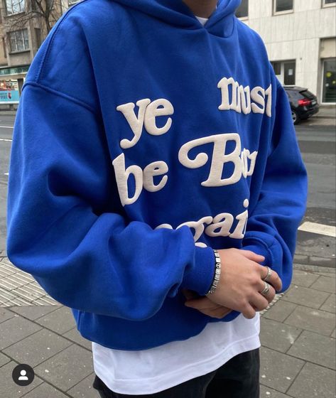 Blue Hoodie Outfit, Ye Must Be Born Again, Jeans Dress Outfit, Cactus Plant Flea Market, Blue Cactus, Born Again, Hoodie Fabric, Shirt Design Inspiration, Hip Hop Style