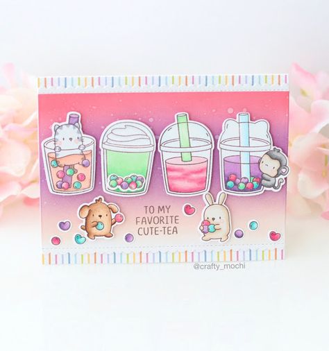 Mama Elephant Boba Tea Cards, Elephant Cards, Mama Elephant Cards, Z Cards, Mama Elephant Stamps, Favorite Things Party, Asian Cards, Mama Elephant, Boba Tea