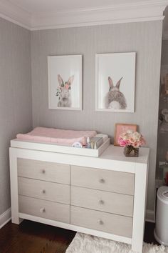 Celebrity Nurseries, Unisex Baby Room, Grey Baby Nursery, Bunny Nursery, Girl Nursery Room, Pink Nursery, Project Nursery, Baby Bedroom, Baby's Room