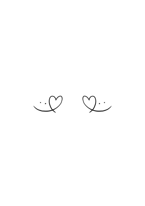 10x10 Tattoo Ideas, Mini Bff Tattoos, Delicate Heart Tattoo Feminine, Smiley Heart Tattoo, Tiny Friend Tattoos, Mini Best Friend Tattoos, Small Friendship Tattoos, Girlfriend Tattoos, Delicate Tattoos For Women