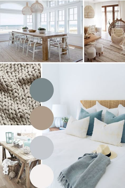 Shore Home Interior Design, Cozy Beach House Interior Design, House Interior Beach Coastal, Calm Coastal Interior Design, Costal Home Aesthetic, Beachy Home Decor Living Room, Beach Vibe Home Decor, Coastal Style Apartment, Farmhouse Beachy Aesthetic