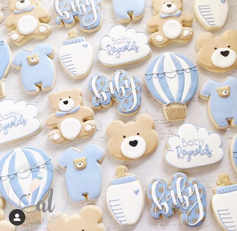 Teddy Bear Baby Shower Theme, Teddy Bear Cookies, Baby Shower Sweets, Classy Baby Shower, Bear Baby Shower Theme, Idee Babyshower, Baby Shower Treats, Baby Shower Theme Decorations, Baby Shower Deco