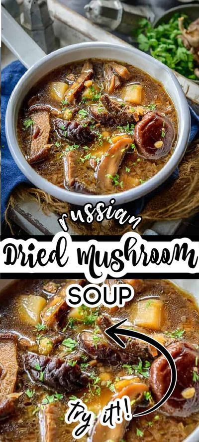 Russian Dried Mushroom Soup is a flavourful soup made using a mix of dried mushroom, barley, and veggies. It is a hearty and filling homestyle soup perfect for winters. Here is how to make it. Dry Mushroom Recipes, Mushroom Barley, Mushroom Barley Soup, Mushroom Soup Recipe, Mushroom Broth, Mushroom Soup Recipes, Cottage Witch, Barley Soup, Dried Mushrooms