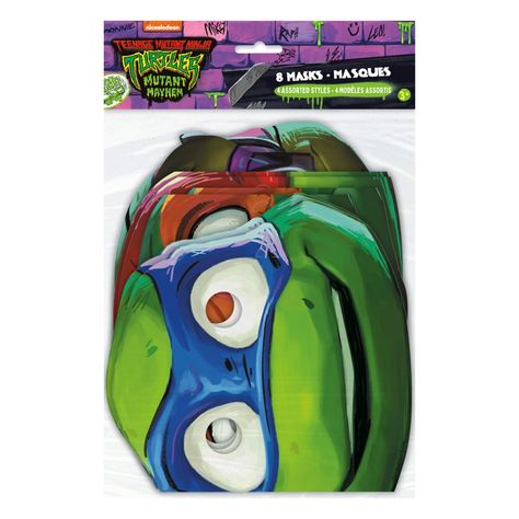 With these masks at your next Teenage Mutant Ninja Turtles(TM) themed birthday party or event, everyone will be feeling the T-U-R-T-L-E POWER! Everyone will be high-fiving and digging into the pizza all party long. Head to our website for party supplies, costume accessories and event essentials starring the Teenage Mutant Ninja Turtles(TM) and more. Cardstock, each with an elastic band. (8 pcs. per unit) 7 3/4" x 11 3/4" © 2023 Paramount Pictures Tmnt Pizza, Ninja Turtle Mask, Teenage Mutant Ninja Turtle Party, Ninja Turtles Mutant Mayhem, Mutant Ninja Turtles Party, Tmnt Mutant Mayhem, Turtle Birthday Parties, Ninja Turtles Party, Tmnt Birthday