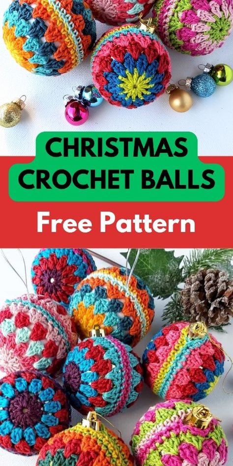 Everyone loves Christmas Crochet Baubles! This free crochet pattern is fun to make, with clear instructions to guide you in creating these enchanting crochet christmas balls with scraps of yarn. SAVE pin for later! Crochet Christmas Baubles, Crocheted Ornaments, Anchor Crafts, One Skein Crochet, Crochet Christmas Ornaments Free, Crochet Ornament Patterns, Crochet Ball, Crochet Christmas Gifts, Crochet Xmas