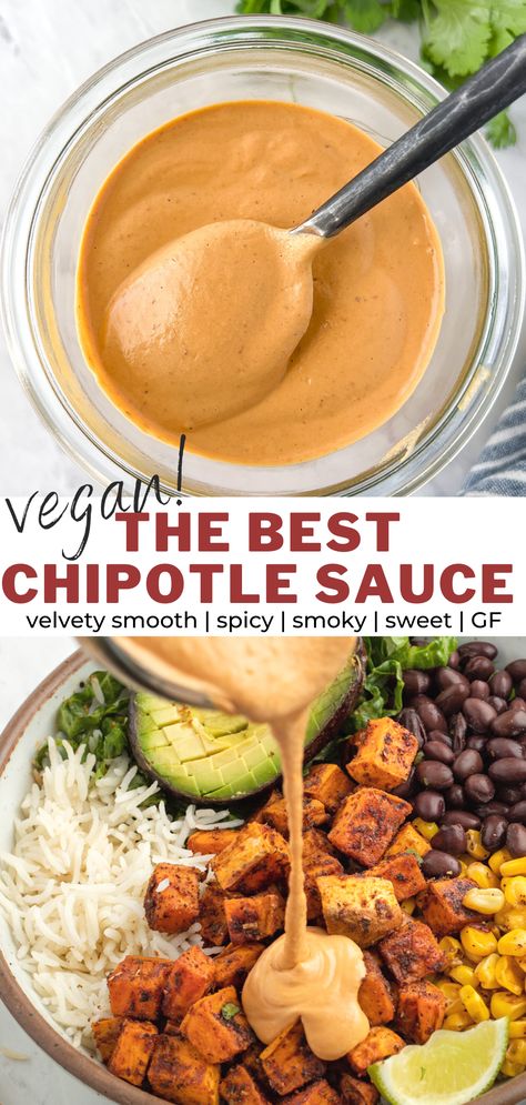 Vegan Chipotle Sauce, Burrito Sauce Recipe, Creamy Chipotle Sauce Recipe, Homemade Chipotle Sauce, Chipotle Sauce Recipe, Vegan Sauce Recipes, Creamy Chipotle Sauce, Bbq Corn, Vegan Chipotle