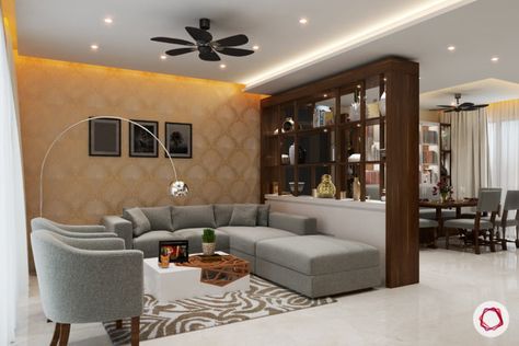 8 Tips On How To Separate Living And Dining Areas Hall Partitions, Dining Partition, Sofa Area, Modern Partition, Modern Partition Walls, Room Separator, Partition Designs, Modern Room Divider, Living Room Divider