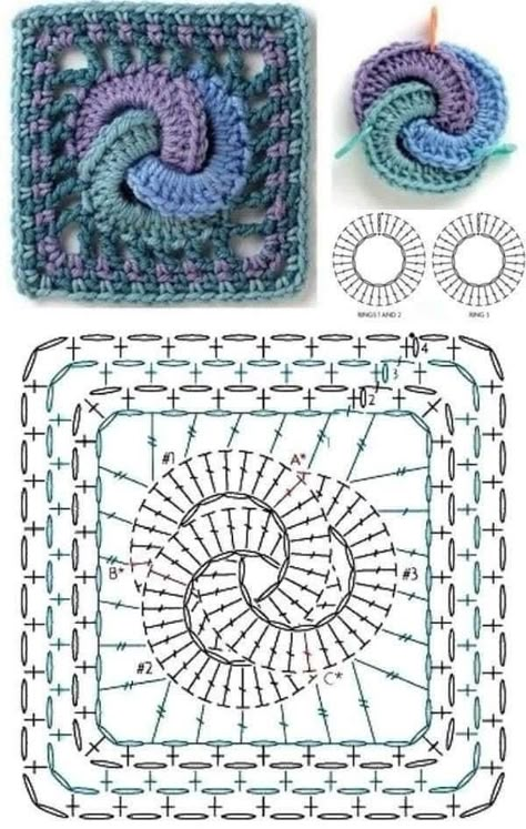 Weasley Blanket, Granny Square Diagram, Book Blanket, Crochet Stitches Symbols, Crochet Stitches Diagram, Form Crochet, Crochet Design Pattern, Crochet Handbags Patterns, Crochet Flower Tutorial