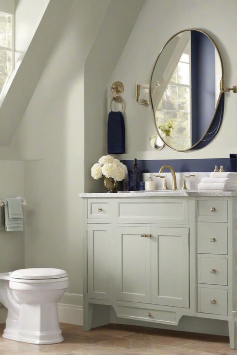 bathroom painting,bathroom decor,paint color trends,bathroom design Naval Bathroom Cabinets, Naval Bathroom, Naval Sw 6244, Bathroom Cabinet Colors, Beige Kitchen Cabinets, Best Wall Paint, Painting Bathroom Cabinets, Deep Blue Color, Wall Paint Colors