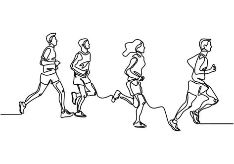 Cute Drawings Of People, Running Drawing, Running Illustration, Minimalism Design, Student Drawing, Drawing Vector, One Line Drawing, People Running, Drawing Quotes