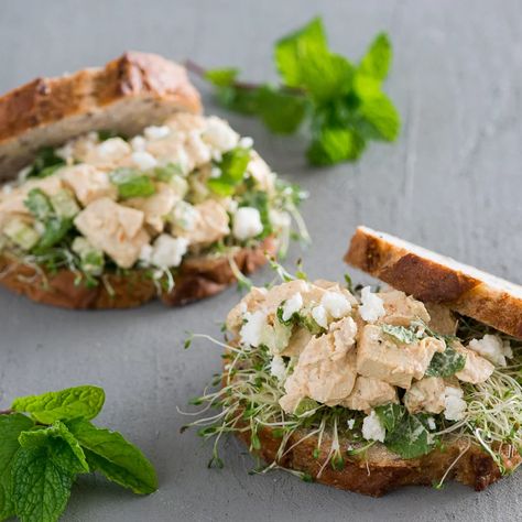 Alfalfa Sprouts Recipes, Classic Chicken Salad Sandwich, Easy Chicken Salad Sandwich, Blue Cheese Chicken, Sprout Seeds, Chicken Salad Sandwich Recipe, Picnic Sandwiches, Chicken Salads, Garlic Dressing