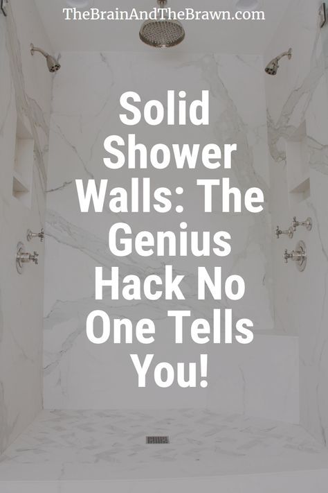 Looking for solid surface shower walls ideas? We did a solid surface shower walls bathroom project and are sharing all the design details and DIY with you! Shower wall panels ideas small bathrooms is our interior design focus! #solidshowerwallpanels #marble #porcelain All Same Tile Bathroom, Shower In Middle Of Wall, Bath Shower Remodel Ideas, Shower Bases Ideas, Bathroom Shower Update, Shower Marble Wall, Shiny Shower Tile, Big Tile For Shower Walls, Convert Tub To Shower In Small Bathroom