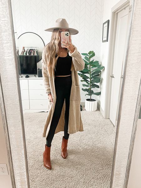 Long Cardigan And Dress Outfit, Long Tan Cardigan Outfit, Beige Long Cardigan Outfit, Long Cream Cardigan Outfit, Long Beige Cardigan Outfit, Long Sleeveless Cardigan Outfit, Long Brown Cardigan Outfit, Longline Cardigan Outfit, Sleeveless Cardigan Outfit