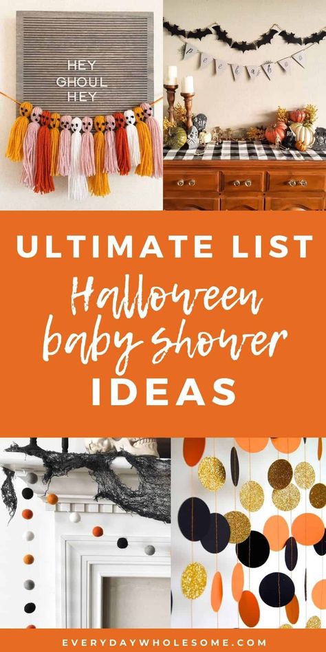 Halloween Baby Shower Activities, Diy Halloween Baby Shower Decorations, Halloween Themed Baby Shower Ideas, Halloween Baby Shower Decorations, Halloween Baby Shower Games, Halloween Shower Ideas, Halloween Baby Shower Ideas, Carnival Baby Showers, October Baby Showers