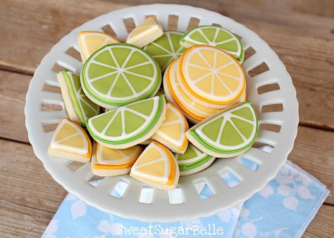 Beautiful by SweetSugarBelle, via Flickr Lime Cookies, Fruit Cookies, Summer Cookies, Sugar Cookie Designs, Fancy Cookies, Creative Cookies, Lemon Cookies, Cookie Inspiration, Iced Cookies