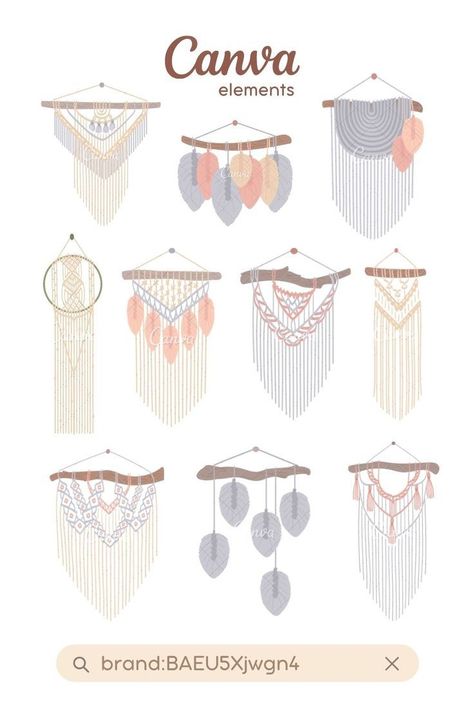 Macrame collection canvacod 221 Pola Macrame, Inkscape Tutorials, Keyword Elements Canva, Canvas Learning, Blog Graphics, Canva Elements, Canva Tutorial, Graphic Design Lessons, Etsy Business