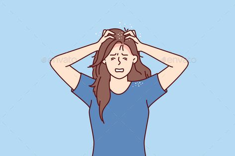 Woman Suffers From Itchy Head After Fungal Itchy Head, Hygiene Products, Fungal Infection, Girl Needs, Dandruff, Hair Shampoo, Graphic Design Art, Vector Art, Design Art