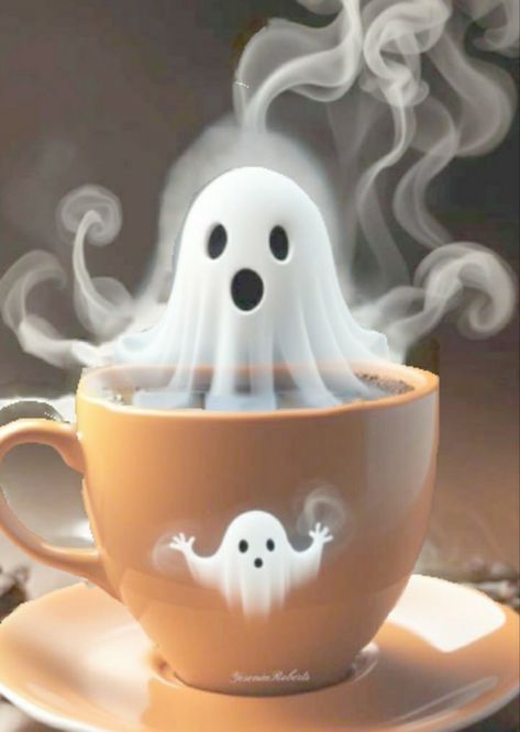 Happy Halloween Gif, Coffee Cup Art, Halloween Wallpaper Cute, Halloween Facts, About Halloween, Ghost And Ghouls, Halloween Images, Halloween Quotes, Halloween Coffee