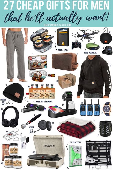 The 27 BEST cheap gifts for men that he'll actually want and that he will actually use! | happymoneysaver.com #christmas #cheap #inexpensive #shoppingformen #men #gifts #presents Cheap Gifts For Men, Cheap Gifts, Christmas Gifts For Men, Best Gifts For Men, Birthday Gift For Him, Birthday Gifts For Boyfriend, Affordable Gifts, Mens Birthday Gifts, Gift Ideas For Men