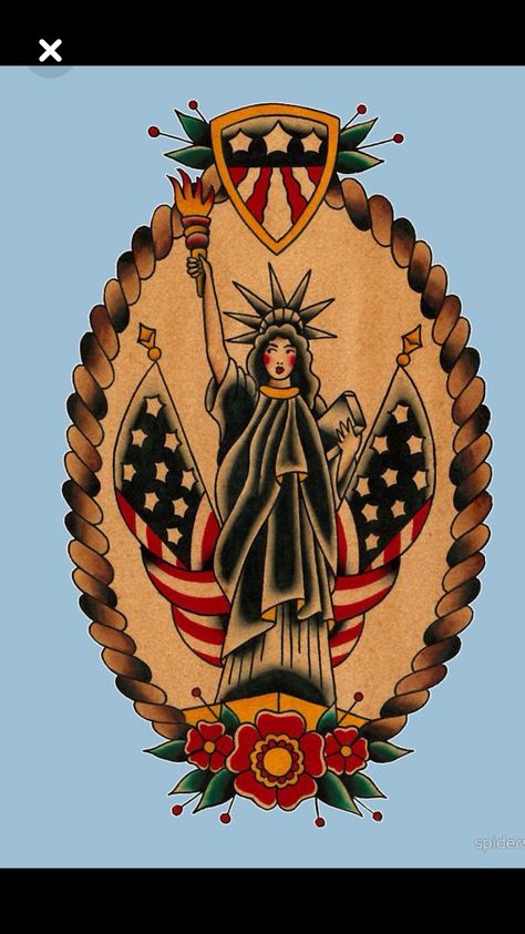 White Tattoo Ink, American Traditional Tattoo Art, Statue Of Liberty Tattoo, Sailor Jerry Tattoo Flash, Tattoo Party, Liberty Tattoo, Statue Liberty, Tattoo Printer, Americana Tattoo