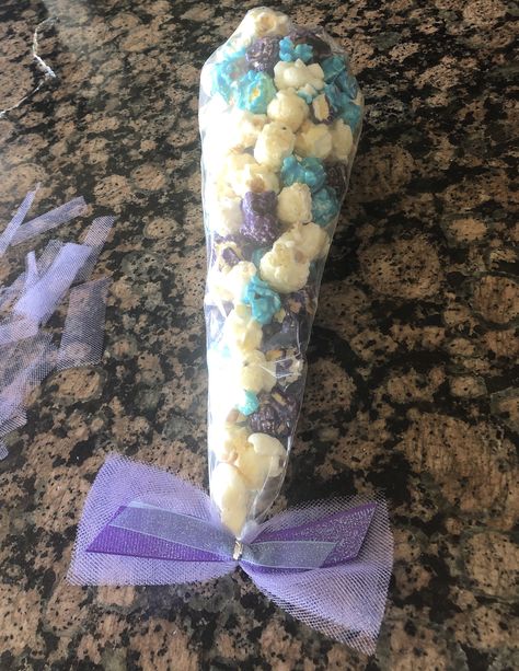 Mermaid Popcorn, Mermaid Baby Shower Theme, Popcorn Favor, Mermaid Favor, Popcorn Packaging, Popcorn Favors, Tulle Ribbon, Mermaid Baby, Mermaid Baby Showers