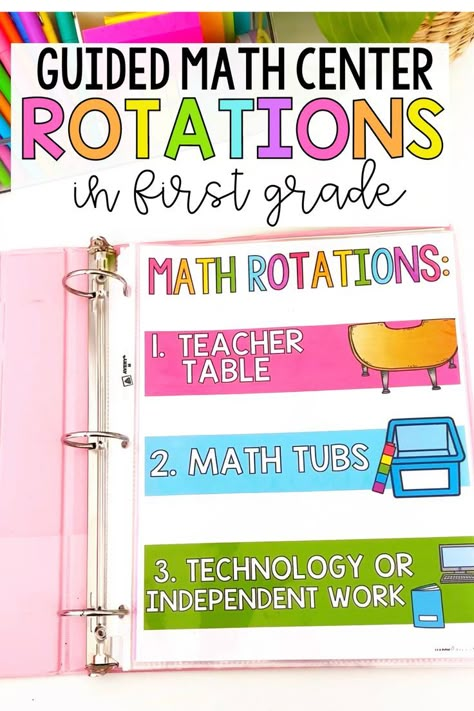 Math Centers ideas tips and organization for Guided Math Rotations in first grade First Grade Learning Centers, Math Lessons For 1st Grade, Daily 3 Math First Grade, 1st Grade Hands On Activities, Center Organization First Grade, 2nd Grade Math And Science Classroom, Teaching 2nd Grade Math, 1st Grade Math Centers Free, Math Centers Kindergarten Work Stations