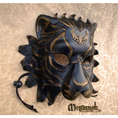 Regal Black Lion Mask handmade original leather mask masquerade mardi... ($245) ❤ liked on Polyvore featuring costumes, black halloween costumes, steam punk halloween costumes, mardi gras costumes, masquerade costumes and black costume Steam Punk Halloween, Punk Halloween Costume, Awesome Masks, Steampunk Halloween Costumes, Masquerade Halloween Costumes, Leather Masks, Chinese Umbrella, Black Halloween Costumes, Steampunk Halloween