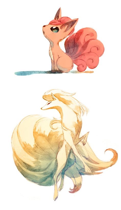 Beautiful! Love the shading style! Vulpix Pokemon Fan Art, Pokemon Art Eeveelutions, Vulpix And Ninetails Tattoo, Vulpix And Ninetails, Ninetails Tattoo Pokemon, Ninetails Pokemon Art, Pokemon Vulpix Art, Vulpix Pokemon Art, Vulpix Fanart