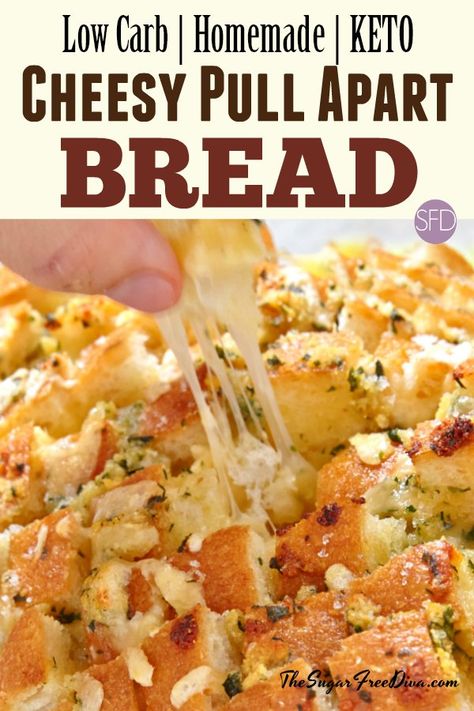 Low Carb Cheesy Pull Apart Bread #lowcarb #bread #keto #pullapart #cheesy #bread #recipe #appetizer Cheesy Pull Apart Bread, Low Carbohydrate Recipes, Pull Apart Bread, Low Carb Pizza, Monkey Bread, Low Carb Bread, Perfect Appetizers, Keto Bread, Healthy Appetizers