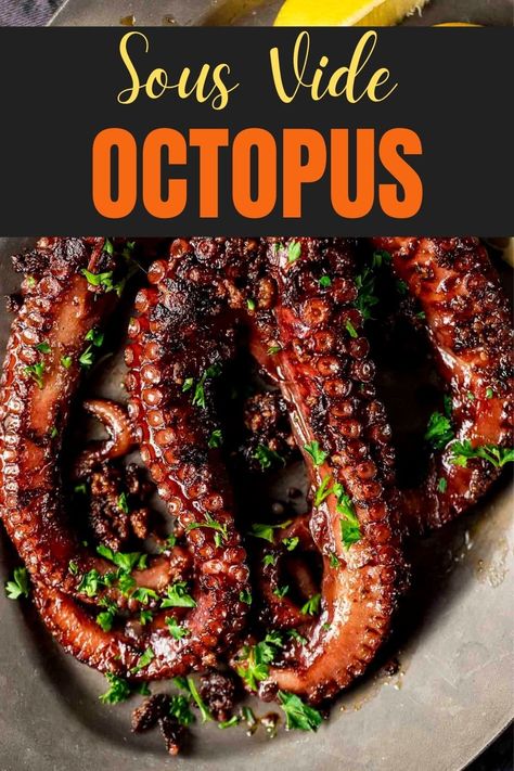 Smoked Octopus Recipe, How To Cook Octopus, Octopus Recipe, Steam Oven Recipes, Octopus Recipes, Octopus Squid, Grilled Octopus, Sous Vide Recipes, Squeezed Lemon