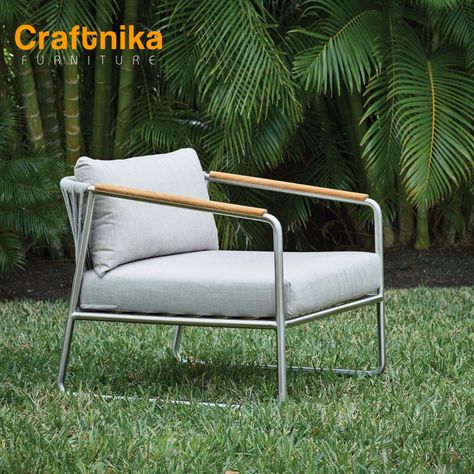 Unwind in ultimate comfort and style with Craftnika Furniture's luxurious outdoor rope chair. Trending now, this weather-resistant design adds a touch of sophistication to your patio. Made with premium materials for long-lasting durability, it's the perfect spot to relax and soak up the sun. Shop Craftnika Furniture and create your dream outdoor oasis today! #CraftnikaFurniture #patiofurniture #outdoorliving #summervibes Patio Living Space, Steel Lounge Chair, Rope Chair, Lloyd Flanders, Console Table Accessories, Luxury Outdoor Furniture, Recycled Plastic Furniture, Metal Furniture Design, Patio Lounge Chairs