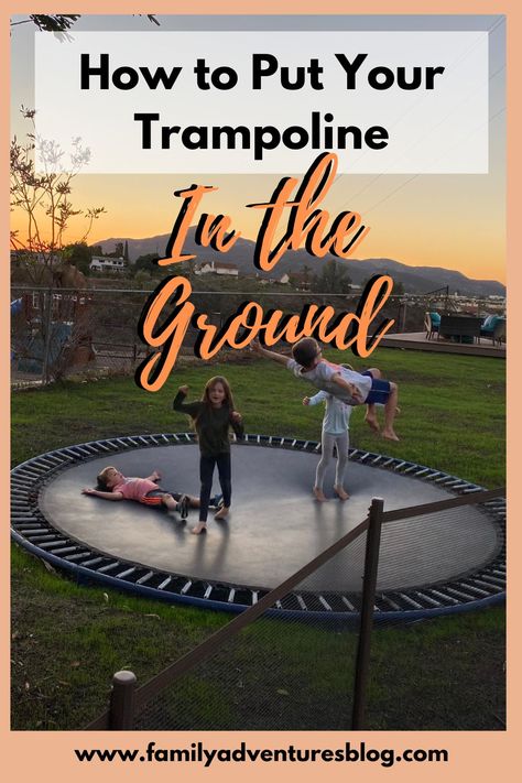 How we put our trampoline in the ground. Definitely check this out if you are thinking of doing the same. How To Build An Inground Trampoline, Diy Trampoline In Ground, How To Put Trampoline In Ground, Inground Trampoline Diy, Ground Level Trampoline, Diy In Ground Trampoline, Diy Inground Trampoline, I Ground Trampoline Ideas, Repurpose Trampoline Ideas