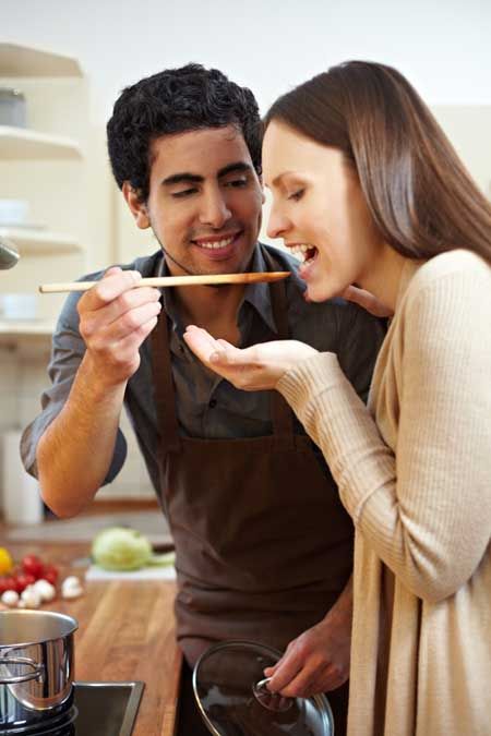 Did you know? 70% of surveyed married couples like to cook together, and those couples that do enjoy cooking together are more satisfied? Read more. Cooking Logo, Cooking Photography, Couple Cooking, Married Couples, How To Cook Rice, Cooking For One, Cooking For Two, Cooking Gadgets, Cooking Together