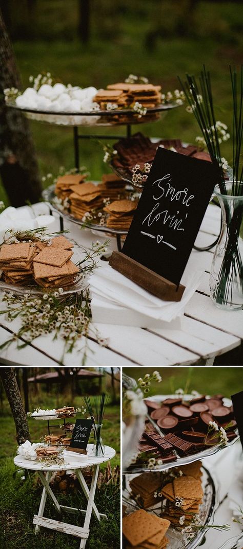 Wedding Blog for Real Wedding Ideas & Inspiration | Junebug Weddings Wedding Picnic Tables, Cozy Wedding Reception, Fall Reception, Autumn Reception, Smores Bar, Jamie Jones, Cozy Wedding, Wedding Ceremony Ideas, S'mores Bar