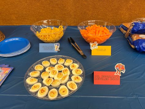 Sonic The Hedgehog Themed Food, Sonic Birthday Food Ideas, Sonic The Hedgehog Birthday Party Food Ideas, Sonic Party Food Ideas, Sonic Party Food, Sonic Themed Food, Sonic The Hedgehog Birthday Party Food, Sonic Birthday Party Ideas, Movie Night Food