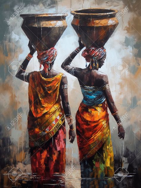 African Art Paintings Black Women, Flame Meditation, African Abstract Art, African Women Painting, Sai Nath, Africa Art Design, Abstract Art Images, African Artwork, Afrique Art