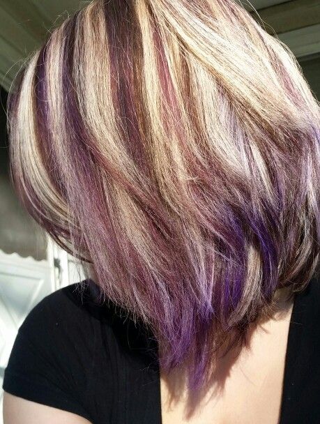 Blonde with purple Eggplant Hair, Plum Hair, Purple Ombre Hair, Straight Blonde Hair, Long Bob Hairstyles, Medium Length Hair Cuts, Hair Inspiration Color, Purple Hair, About Hair