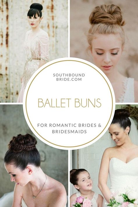 Ballet Buns for Brides Ballet Bun Wedding Hair, Ballet Hair Bun, Ballet Buns, Bun Wedding Hair, Ballet Wedding, Bun Wedding, Ballet Hairstyles, Classic Weddings, Wedding Bun