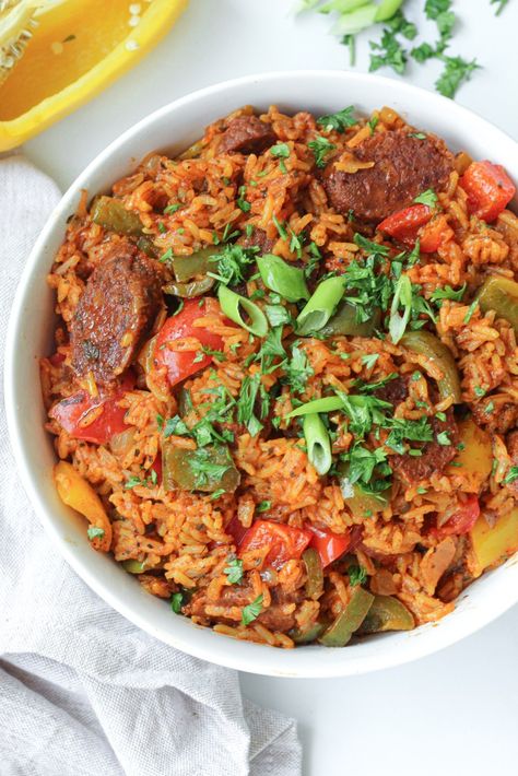 Jambalaya Sauce, Vegan Jambalaya, Rice And Vegetables, Clean Eating Vegan, Meatless Mondays, Meat Alternatives, Vegan Chili, Vegan Sauces, Vegan Sausage