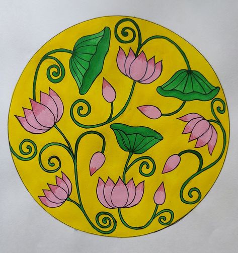 Tried it on paper Rangoli Drawing On Paper, Pichwai Lotus, Rangoli Drawing, Boho Canvas Art, Diwali 2022, Rangoli Diwali, Boho Canvas, Pichwai Painting, Rangoli Art