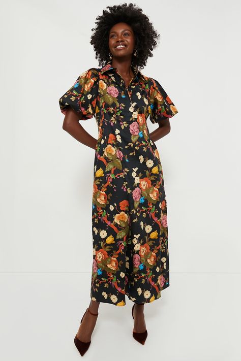 Baroque Floral Delaney Dress Floral Dress Styling, Floral Black Dress, Tuckernuck Dress, 2024 Clothes, Baroque Floral, Nyc Guide, Dark Florals, Feminine Details, Cocktail Attire