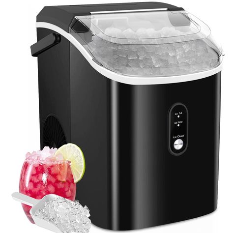 Kndko Nugget Ice Maker Countertop,34lbs/Day,Portable Crushed Ice Machine,Self Cleaning with One-Click Design & Removable Top Cover,Soft Chewable Pebble Ice Maker for Home Bar Camping RV,Black Pebble Ice, Sonic Ice, Nugget Ice, Nugget Ice Maker, Ice Makers, Ice Storage, Ice Maker Machine, Portable Ice Maker, Homemade Cocktails