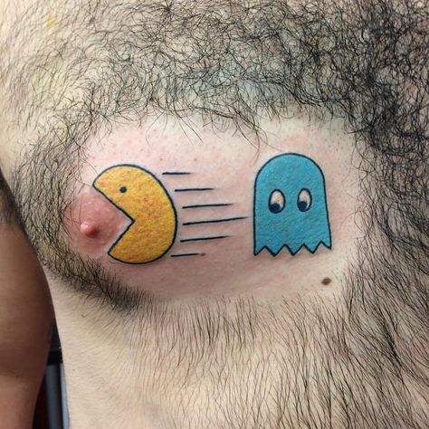 Forget the ghost - go for the nipple. By Jesse Dittmar #JesseDittmar #pacman #funny #computergames #arcadegame Pacman Tattoo, Pac Man Ghost, Pacman Ghost, Ghost Tattoo, Matching Tattoo, Ghost Design, Funny Tattoos, Pac Man, Matching Tattoos