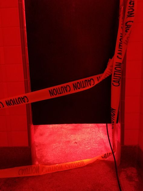 Caution tape in an abandoned building with red lighting Caution Tape Aesthetic, Caution Aesthetic, Red Light Room, Logan Bennett, Red Lighting, The Wolf Among Us, Red Aesthetic Grunge, Caution Tape, Scene Aesthetic