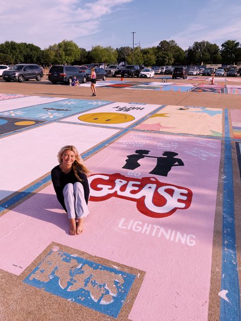 Dr Pepper Senior Parking Spot, Senior Brick Wall Painting Ideas, Painter Parking Spot, Senior Parking Spaces Unique, Purple Parking Spot Painting, Simple Painted Parking Spots, Senior Parking Space Ideas Music, Cute Parking Spots, Senior Parking Spot Ideas Girly