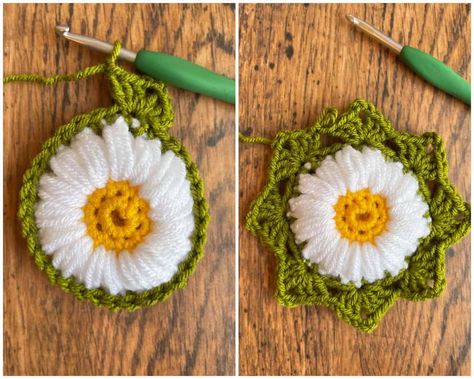 Free Sunflower Granny Square Pattern, Free Crochet Sunflower Granny Square Pattern, Crochet Sun Flower Granny Square, Sun Flower Crochet Granny Square, Sun Flower Granny Crochet, Granny Square Pattern Free, Sunflower Pattern, Knit Picks, Granny Squares Pattern