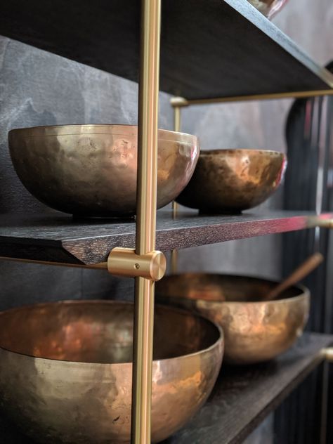 Bronze Shelves, Collector Shelves, Steel Shelving Ideas, Gold And Wood Shelves, Black And Brass Shelves, Brass Bar Shelving, Brass Shelving Units With Cabinet, Brass Shelf Gray Oak, Copper Shelf