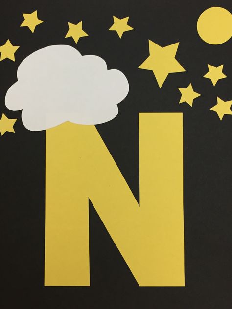 N is for Night Letter N Art Activities For Preschool, N For Night Craft, N Is For Night Craft, N Letter Craft, Letter N Preschool Crafts, N Crafts For Preschool, N Is For Craft, Letter N Crafts For Toddlers, N Is For